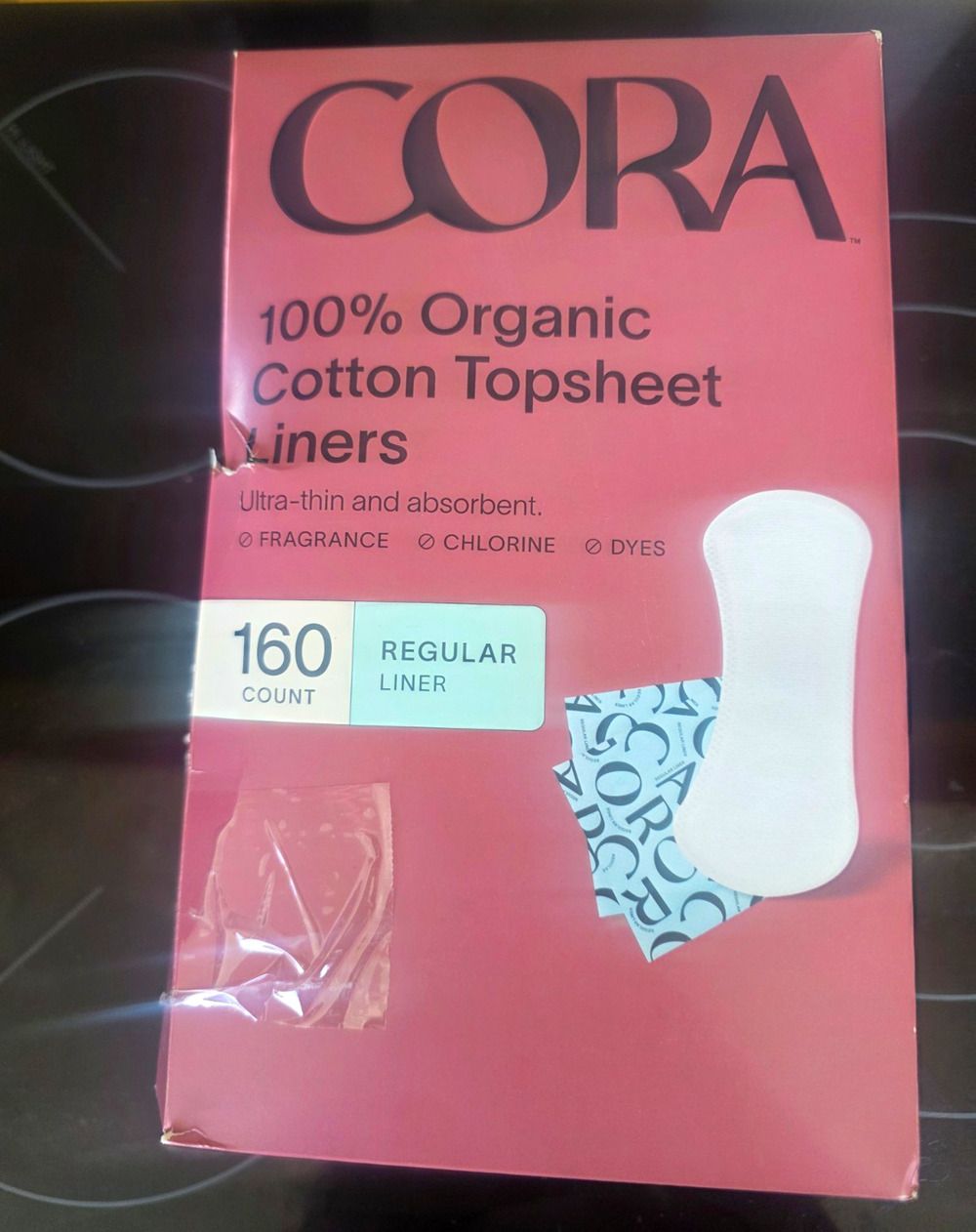 Cora Organic Cotton Topsheet Liners Regular 160 Ct NEW Damaged Box Costco